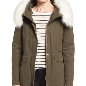 Women’s T Tahari Hooded Anorak Jacket with removable Faux Fur trim